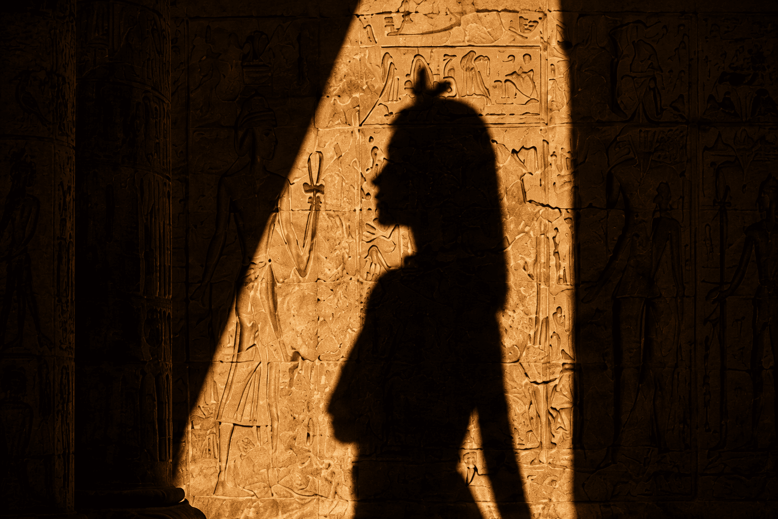 Sunlit sandstone architecture with a dramatic silhouette